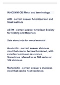 IAHCSMM CIS Metal and terminology|2023 LATEST UPDATE|GUARANTEED  SUCCESS