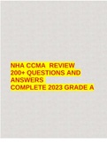 NHA CCMA REVIEW 200+ QUESTIONS AND ANSWERS COMPLETE 2023 GRADE A