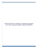 MATH 225N Week7 Assignment- Conducting a hypothesis test P-Value Approach, complete solutions (2022/2023).