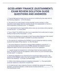 GCSS-ARMY FINANCE (SUSTAINMENT) EXAM REVIEW SOLUTION GUIDE QUESTIONS AND ANSWERS