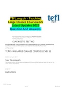 TEFL.org.uk - Teaching Large Classes Coursework Latest Updates 2023 Question And Answers.