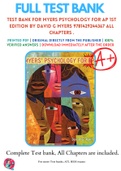 Test Bank For Myers Psychology for AP 1st Edition By David G Myers 9781429244367 ALL Chapters .