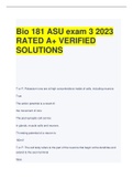 Bio 181 ASU exam 3 2023  RATED A+ VERIFIED  SOLUTIONS