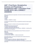 A&P 1 Final Exam, Straighterline Anatomy and Physiology 1, Straighterline A&P 1 Cumulative Final EXAMS WITH 100% CORRECT ANSWERS