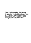 Oral Pathology for the Dental Hygienist, 7th Edition Ibsen Test Bank ISBN: 9780323400626 | Complete Guide 2023/2024