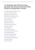 NC Medication Aide (Med Tech) Exam Questions with Answers Tested and Verified Exams for Nursing (100% Accurate)