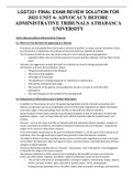 LGST331 FINAL EXAM REVIEW SOLUTION FOR 2023 UNIT 6: ADVOCACY BEFORE ADMINISTRATIVE TRIBUNALS ATHABASCA UNIVERSITY