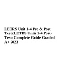 LETRS Unit 1-4 Pre & Post Test - Complete Guide Graded A+ 2023/2024.