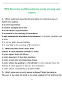 100% Restrictive and Nonrestrictive words, phrases, and clauses Quiz 2022 with complete solution