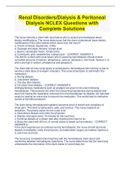 Renal Disorders/Dialysis & Peritoneal  Dialysis NCLEX Questions with  Complete Solutions