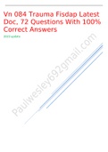 Vn 084 Trauma Fisdap Latest Doc, 72 Questions With 100% Correct Answers