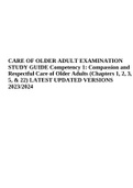 CARE OF OLDER ADULT EXAMINATION STUDY GUIDE Competency 1: Compassion and Respectful Care of Older Adults (Chapters 1, 2, 3, 5, & 22) LATEST UPDATED VERSIONS 2023/2024