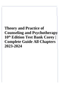 Theory and Practice of Counseling and Psychotherapy 10th Edition Test Bank Corey | Complete Guide All Chapters 2023-2024