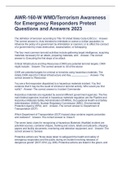 AWR-160-W WMD/Terrorism Awareness for Emergency Responders Pretest Questions and Answers 2023
