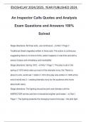 An Inspector Calls Quotes and Analysis Exam Questions and Answers 100% Solved