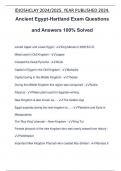 Ancient Egypt-Hartland Exam Questions and Answers 100% Solved