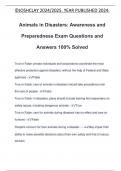 Animals in Disasters: Awareness and Preparedness Exam Questions and Answers 100% Solved