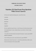 Nutrition 331 Final Exam Prep Questions With Correct Answers