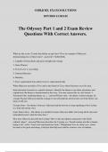 The Odyssey Part 1 and 2 Exam Review Questions With Correct Answers.