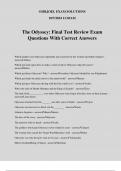 The Odyssey: Final Test Review Exam Questions With Correct Answers