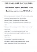 AQA A Level Physics Mechanics Exam Questions and Answers 100% Solved