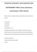 ASTRONOMY FINAL Exam Questions and Answers 100% Solved