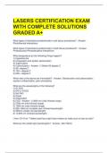 LASERS CERTIFICATION EXAM WITH COMPLETE SOLUTIONS GRADED A+