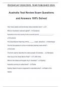 Australia Test Review Exam Questions and Answers 100% Solved