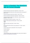 Lasers in Dentistry Test Questions with All Correct Answers 