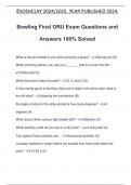 Bowling Final ORU Exam Questions and Answers 100% Solved