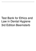 Test Bank for Ethics and Law in Dental Hygiene  3rd Edition Beemsterb