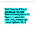 Test Bank for Ethics, Jurisprudence and Practice Management in Dental Hygiene 3rd Edition by Kimbrough