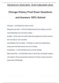 Chicago History Final Exam Questions and Answers 100% Solved