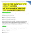 NURS MISC / hesi fundamentals exam test bank updated 2023 Download to score A 100% CORRECT