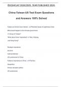 China-Taiwan-US Test Exam Questions and Answers 100% Solved