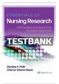 Test Bank for Essentials of Nursing Research Appraising Evidence for Nursing Practice, 10th Edition by Polit, 9781975141851, Covering Chapters 1-18 ||Complete A+ Guide