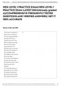 HESI LEVEL 1 PRACTICE EXAM/HESI LEVEL 1 PRACTICE EXAM LATEST 2024(Already graded A)/COMPREHENSIVE FREQUENTLY TESTED QUESTIONS AND VERIFIED ANSWERS/ GET IT 100% ACCURATE