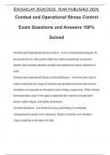 Combat and Operational Stress Control Exam Questions and Answers 100% Solved