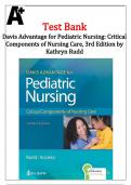 Test Bank for Davis Advantage for Pediatric Nursing: Critical Components of Nursing Care, 3rd Edition by Kathryn Rudd All Chapters (1-22)| A+ ULTIMATE GUIDE 2023.