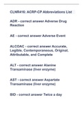 CLNR416: ACRP-CP Abbreviations List|100% PASS