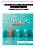 TEST BANK For Leading And Managing In Canadian Nursing, 2nd Edition, by Patricia S. Yoder-Wise, Verified Chapters 1 - 32, Complete Newest Version