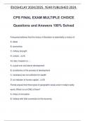 CPS FINAL EXAM MULTIPLE CHOICE Questions and Answers 100% Solved