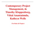 Contemporary Project Management, 4e Timothy Kloppenborg, Vittal Anantatmula, Kathryn Wells (Solution Manual with Test Bank)	