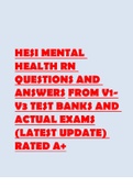 HESI MENTAL HEALTH RN QUESTIONS AND ANSWERS FROM V1-V3 TEST BANKS AND ACTUAL EXAMS (LATEST UPDATE) RATED A+