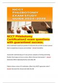   NCCT Phlebotomy Certification2 exam questions with guaranteed 