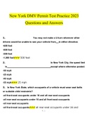 New York State Permit Test's BUNDLE PACK SOLUTION 2023 (Questions and Answers )(Verified Answers)