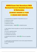 NDEB Exam Set Questions With  Revised Correct Detailed Answers  & Rationales  |ALREADY GRADED A+ PASS  >> BRAND NEW VERSION