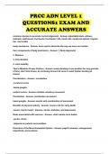 PRCC ADN LEVEL 1 QUESTIONS1 EXAM AND ACCURATE ANSWERS 