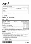 AQA A LEVEL BIBLICAL HEBREW QUESTION PAPER 3 2024 (7677/3) Poetry