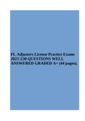 FL Adjusters License Practice Exams 2023 |130 QUESTIONS WELL ANSWERED GRADED A+ (44 pages).